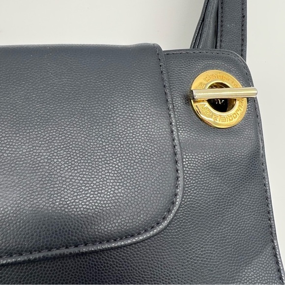 Vintage Liz Claiborne Purse Navy with Gold Hardware - Picture 3 of 9